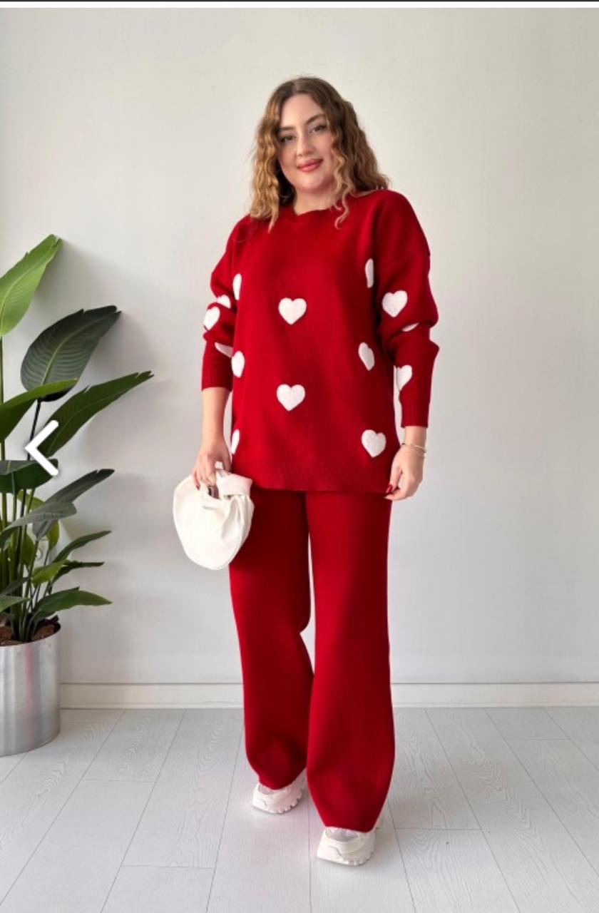 Ch # 471 Heart printed winter fleece co ord Set