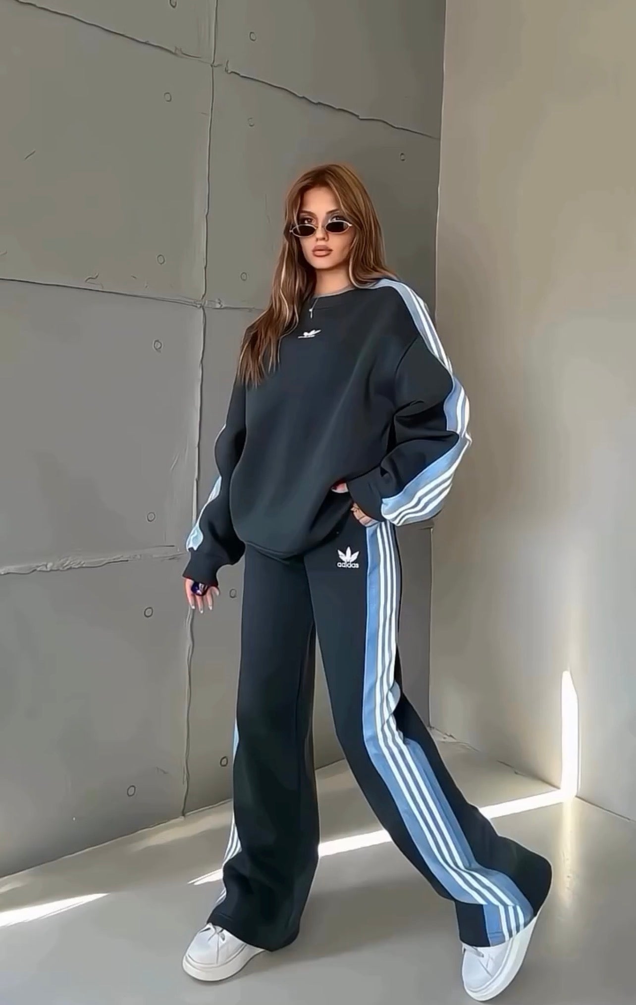 CH 615 - Side Stripe Printed Tracksuit - 