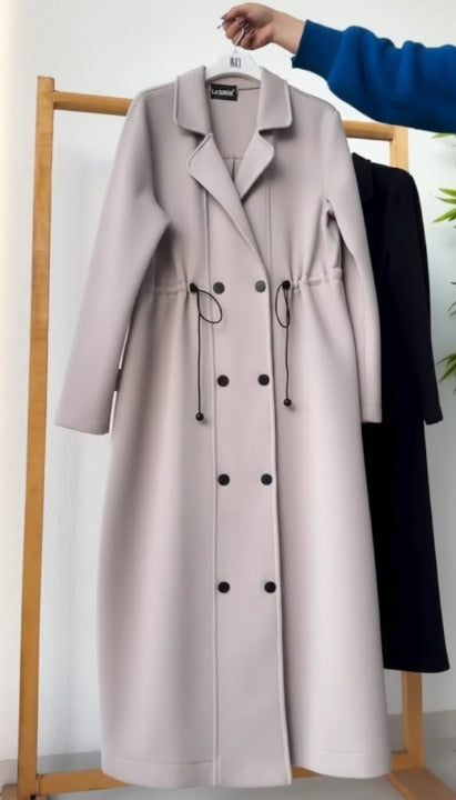 CH 622 - Women’s Elegant Drawstring Long Coat Dress – Winter Wear |