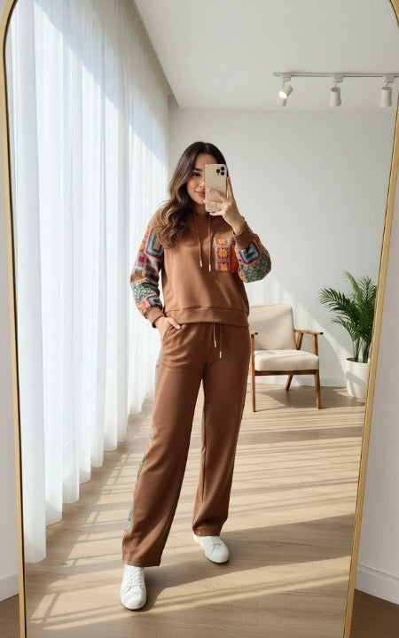 CH-597 Ethnic Print Fleece Co-ord Set For Women’s -