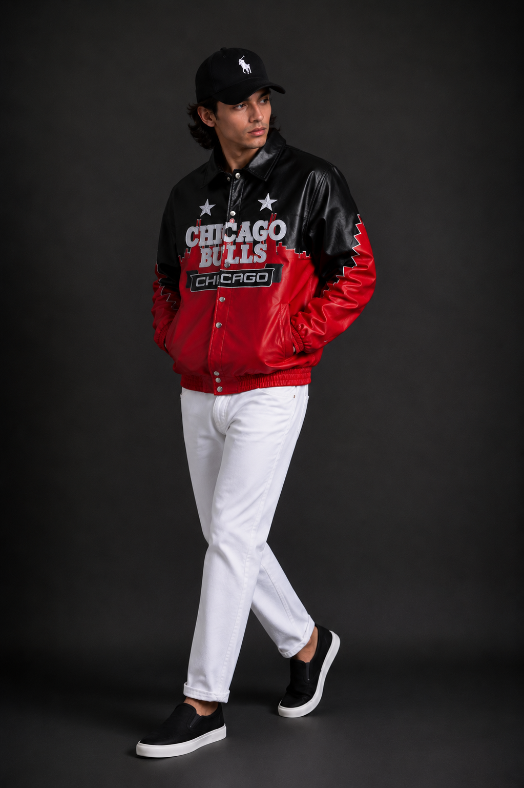 (CJ-8) Premium Black & Red Varsity Leather Jacket – Men's Streetwear Edition
