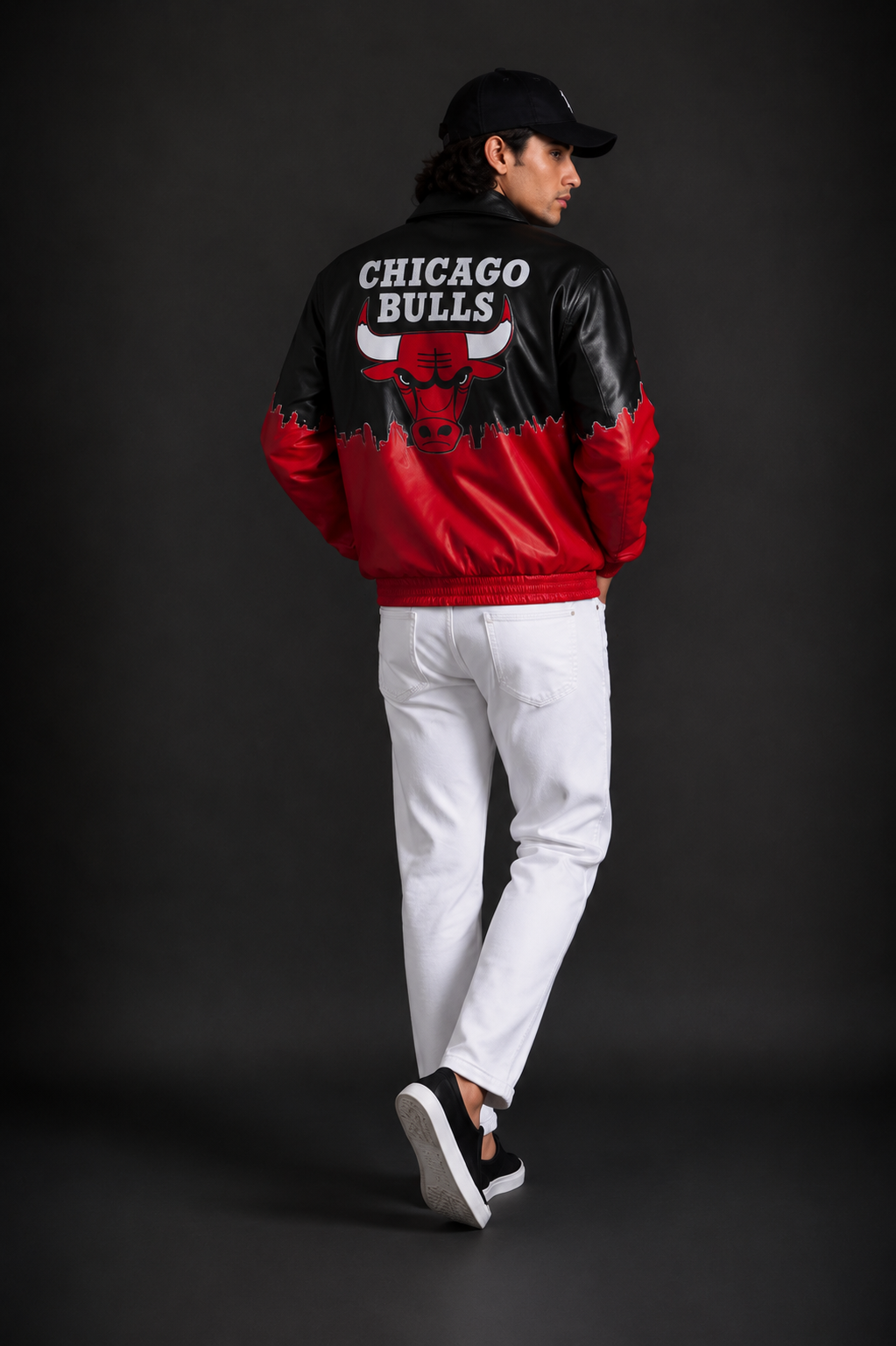 (CJ-8) Premium Black & Red Varsity Leather Jacket – Men's Streetwear Edition