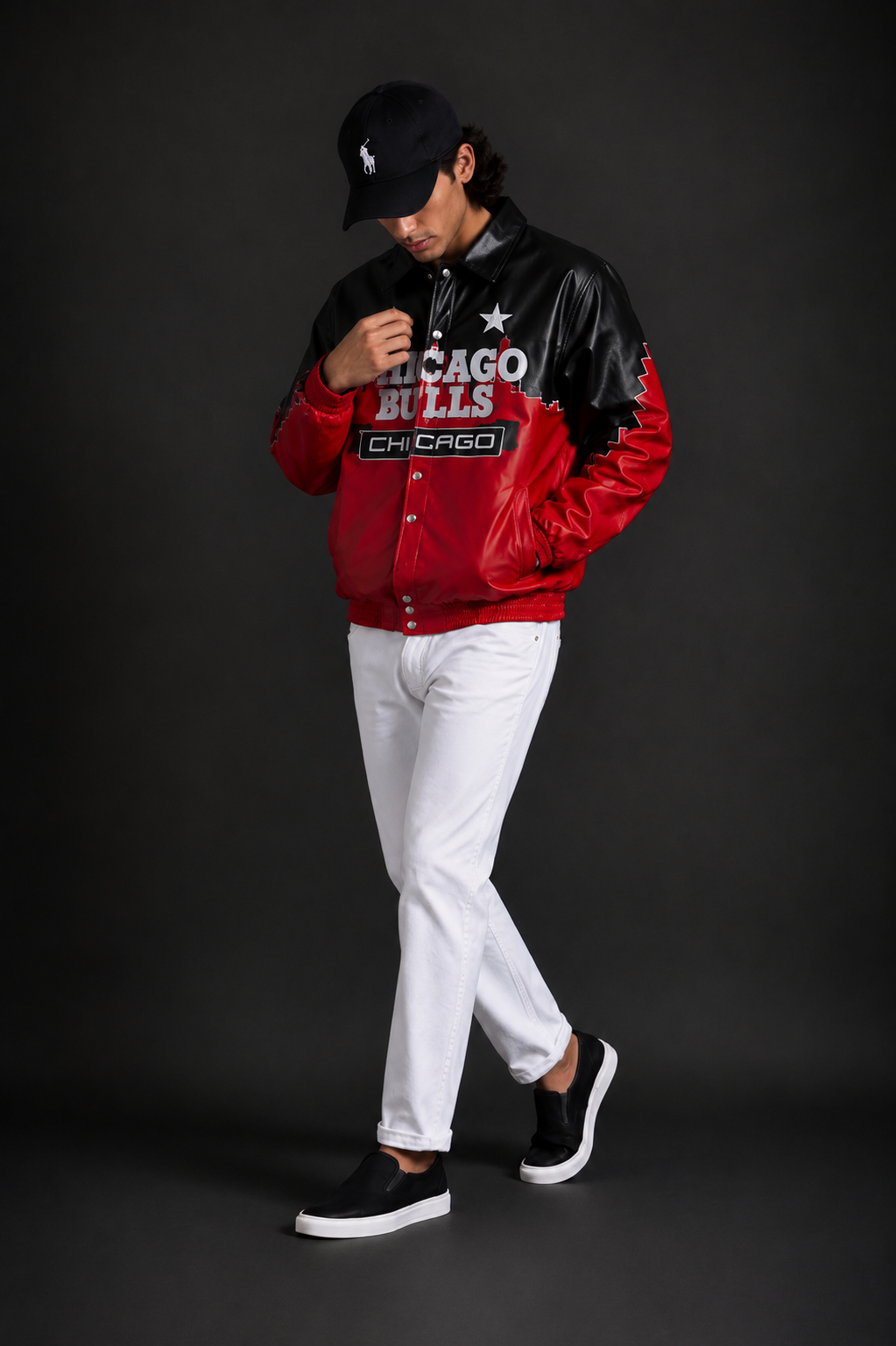 (CJ-8) Premium Black & Red Varsity Leather Jacket – Men's Streetwear Edition