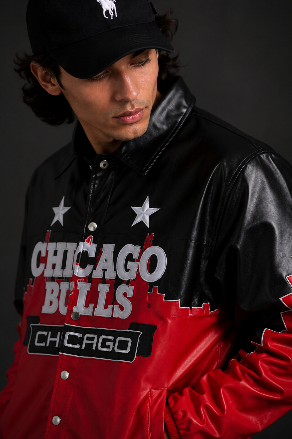 (CJ-8) Premium Black & Red Varsity Leather Jacket – Men's Streetwear Edition