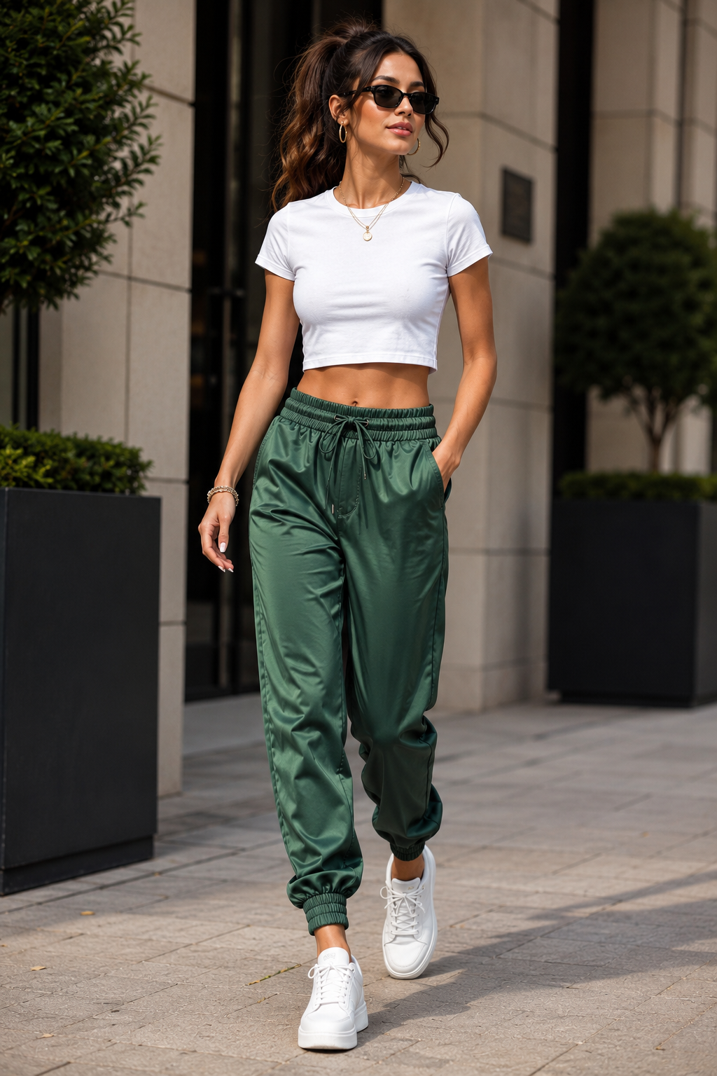 Women's Premium Satin Silk Jogger Trousers | High-Waist Casual Comfort Pants