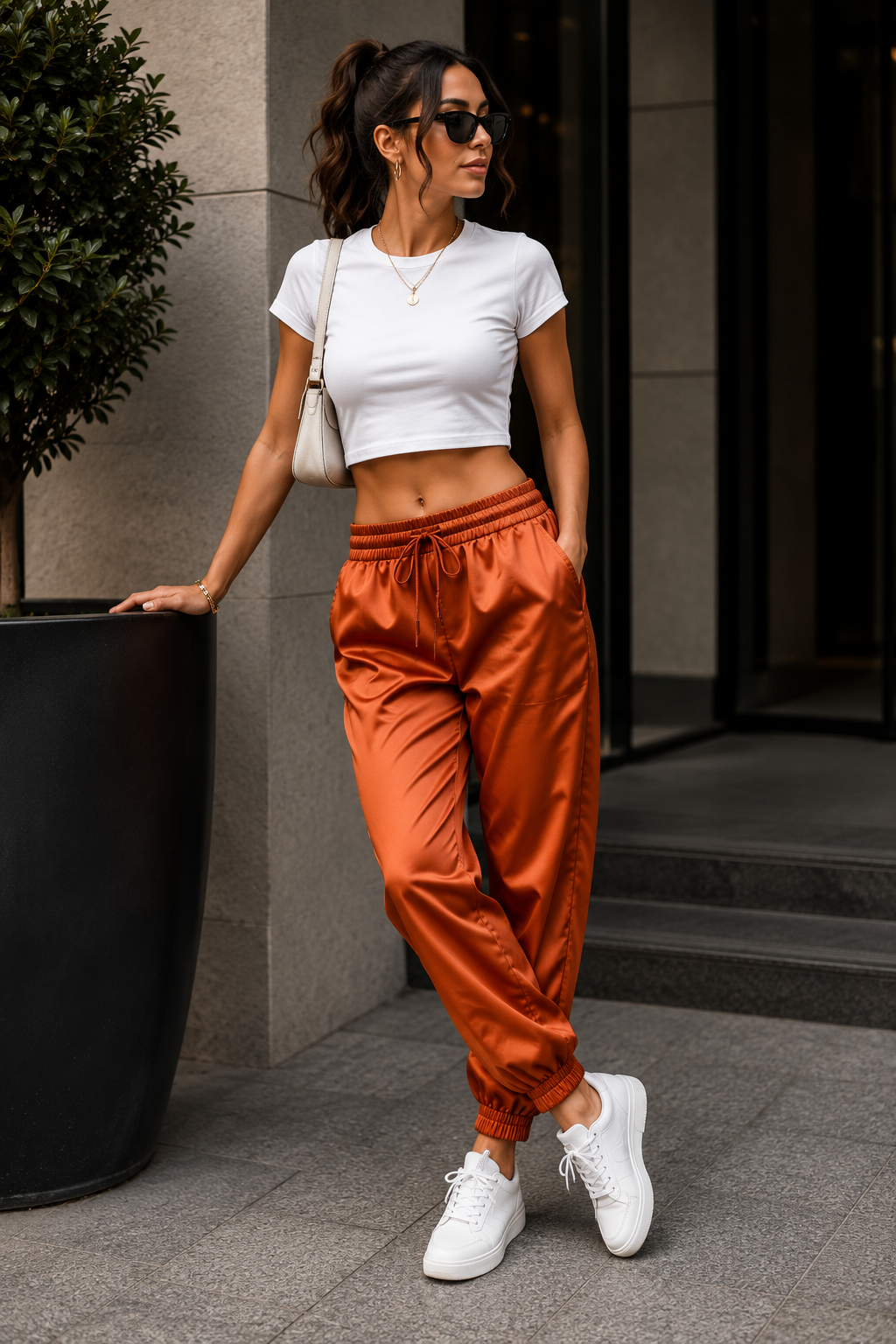 Women's Premium Satin Silk Jogger Trousers | High-Waist Casual Comfort Pants