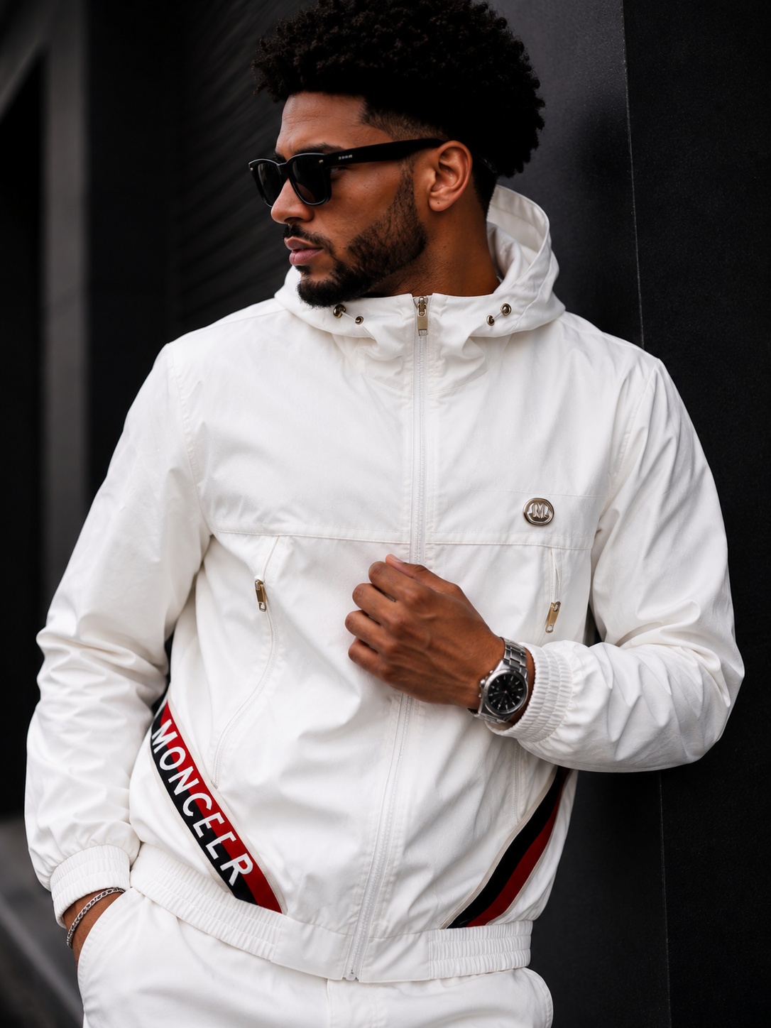 (CJ-13) Premium Monogram Hooded Jacket –