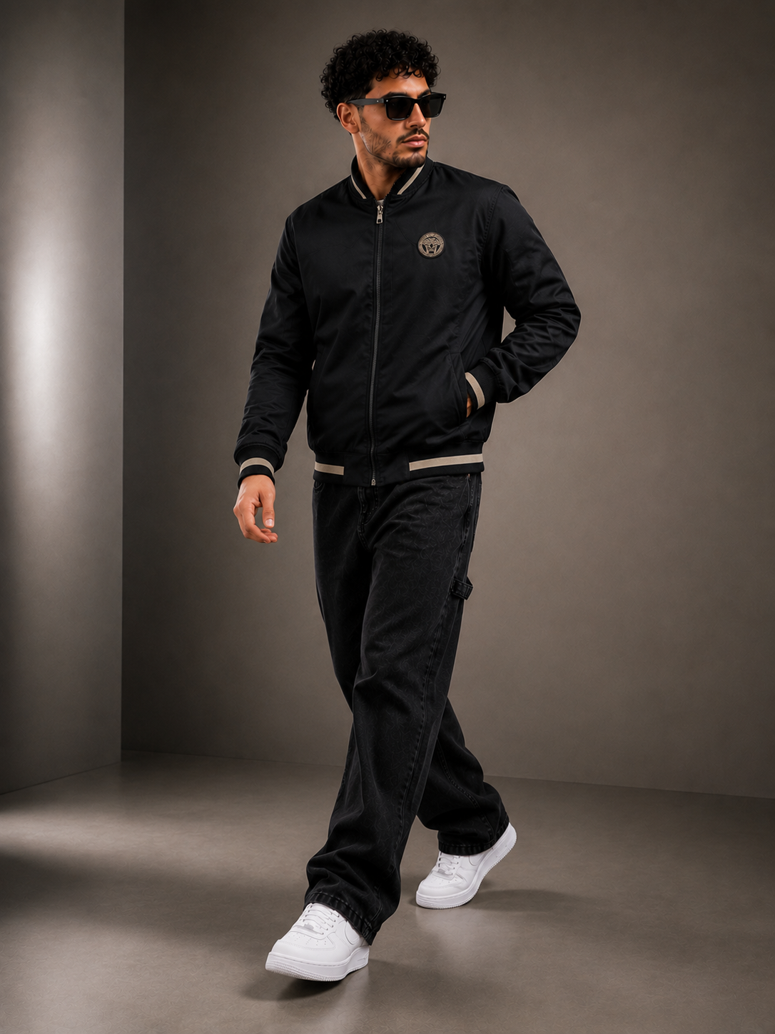 (CJ-29): Premium Men's Designer Bomber Jacket - Reversible Look Patterned Trim