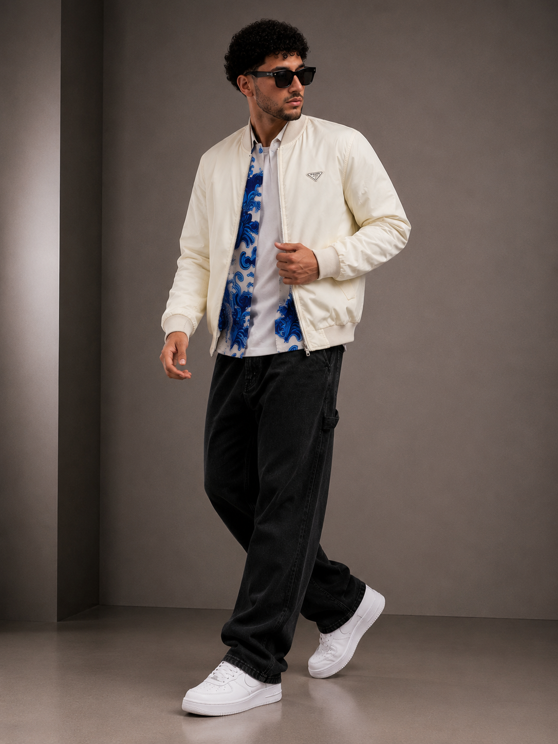 (CJ-30): Men's Fashion Street Style Bomber Jacket - Patterned Panel