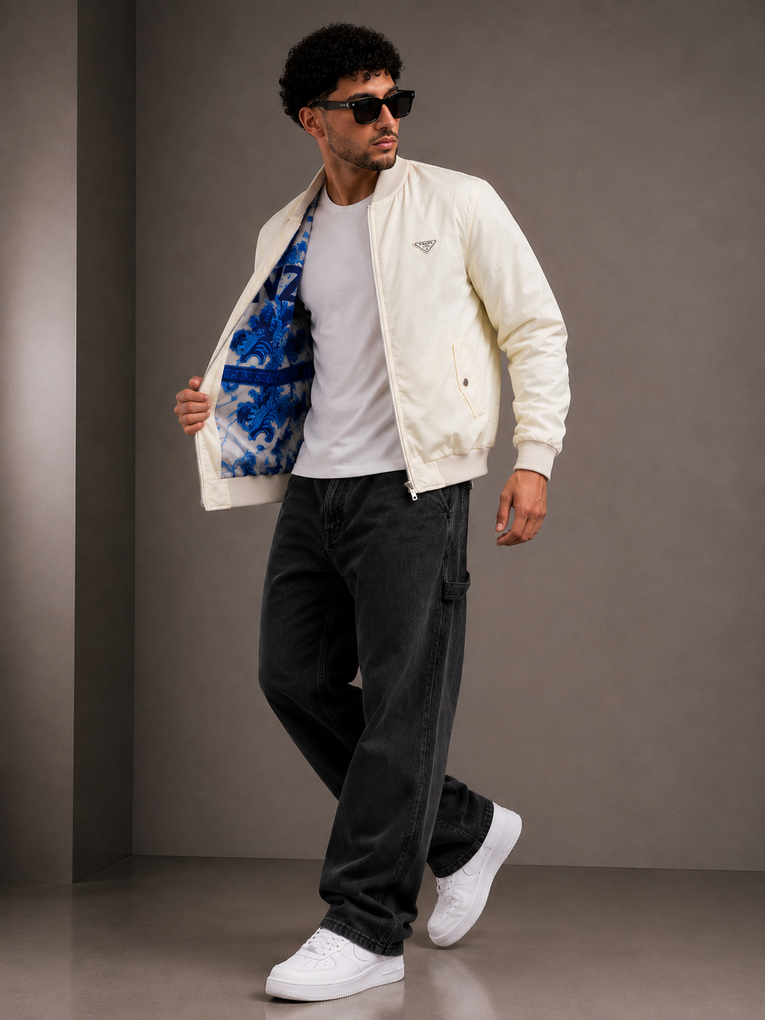 (CJ-30): Men's Fashion Street Style Bomber Jacket - Patterned Panel