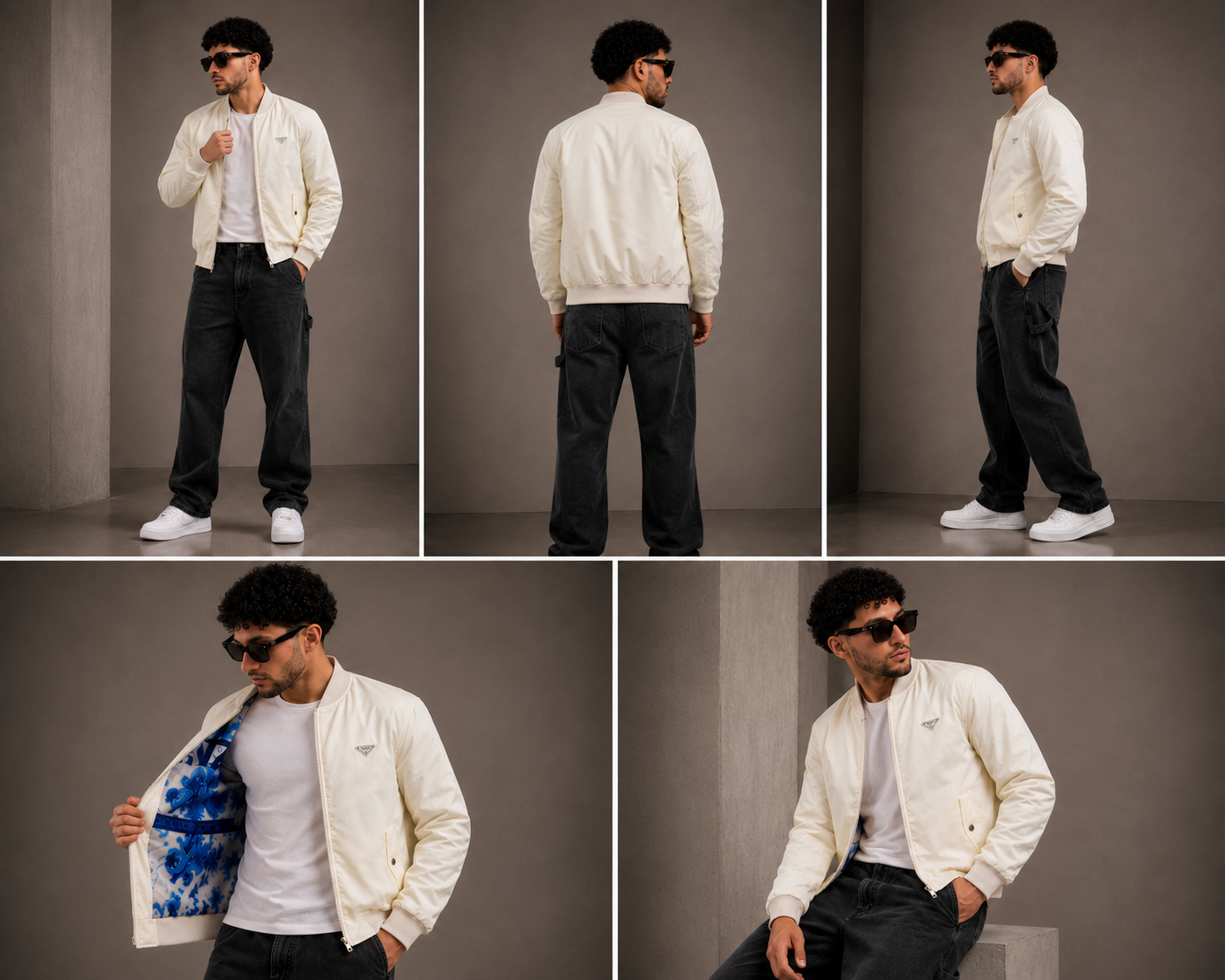 (CJ-30): Men's Fashion Street Style Bomber Jacket - Patterned Panel