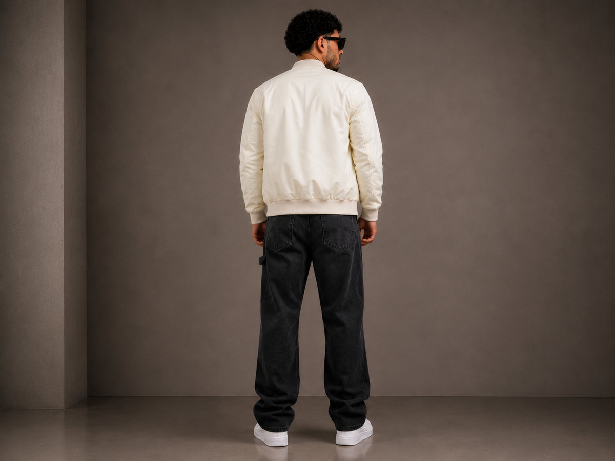 (CJ-30): Men's Fashion Street Style Bomber Jacket - Patterned Panel