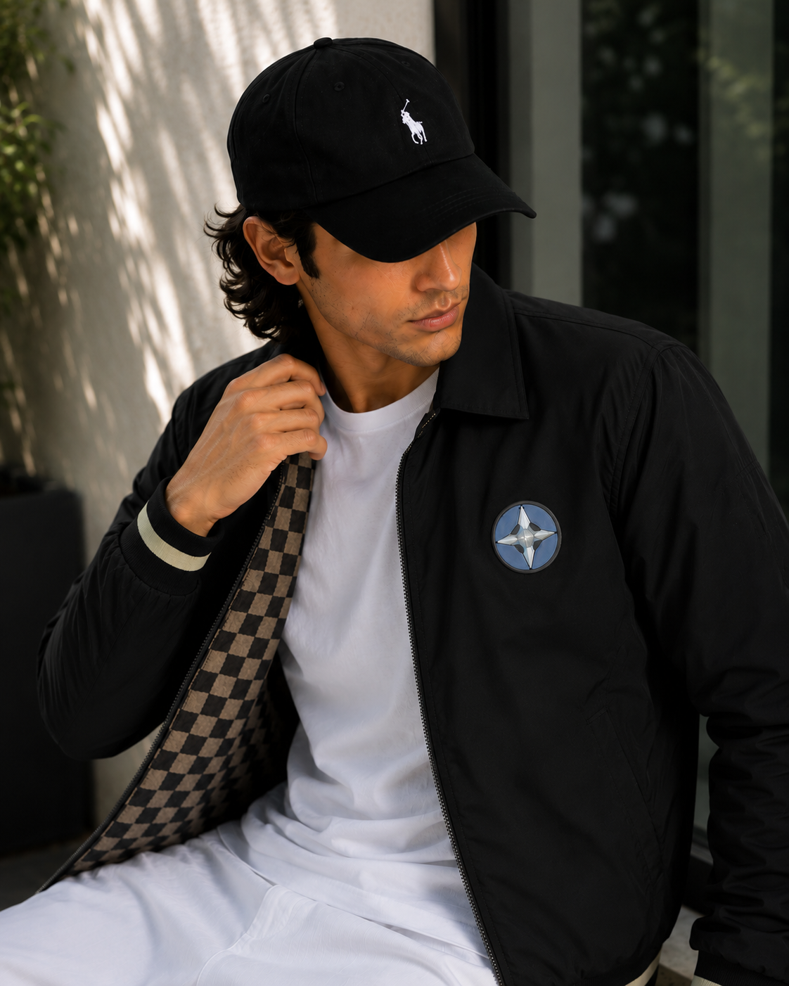(CJ-37) Premium Coordinated Menswear Set:   Check-Logo Bomber