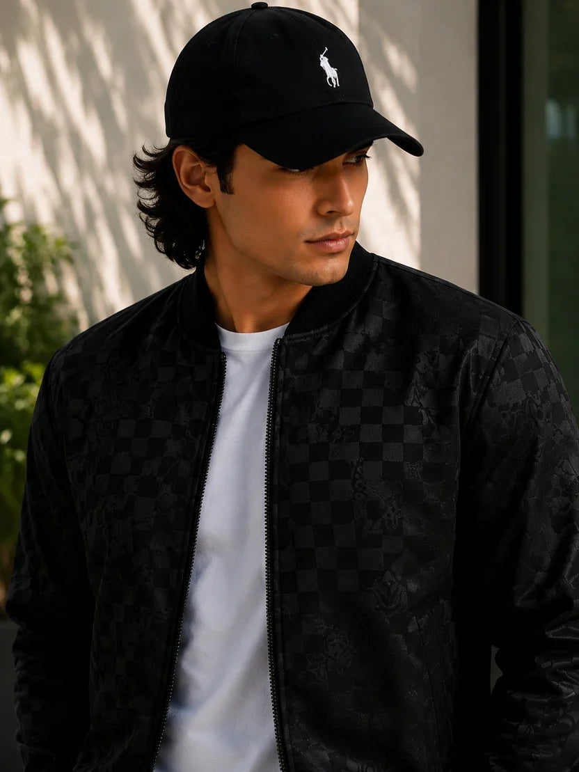 (CJ-34) Urban : Shadow-Embossed  Bomber Jacket