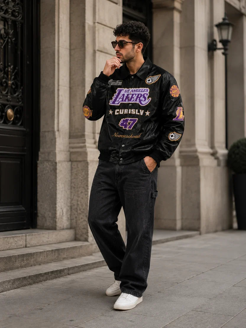 (CJ-23) Los Angeles Lakers Premium Embroidered Bomber Jacket