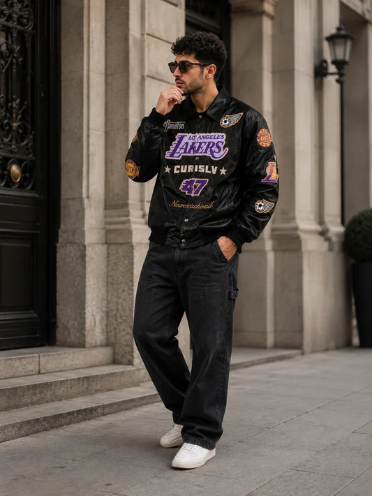 (CJ-23) Los Angeles Lakers Premium Embroidered Bomber Jacket