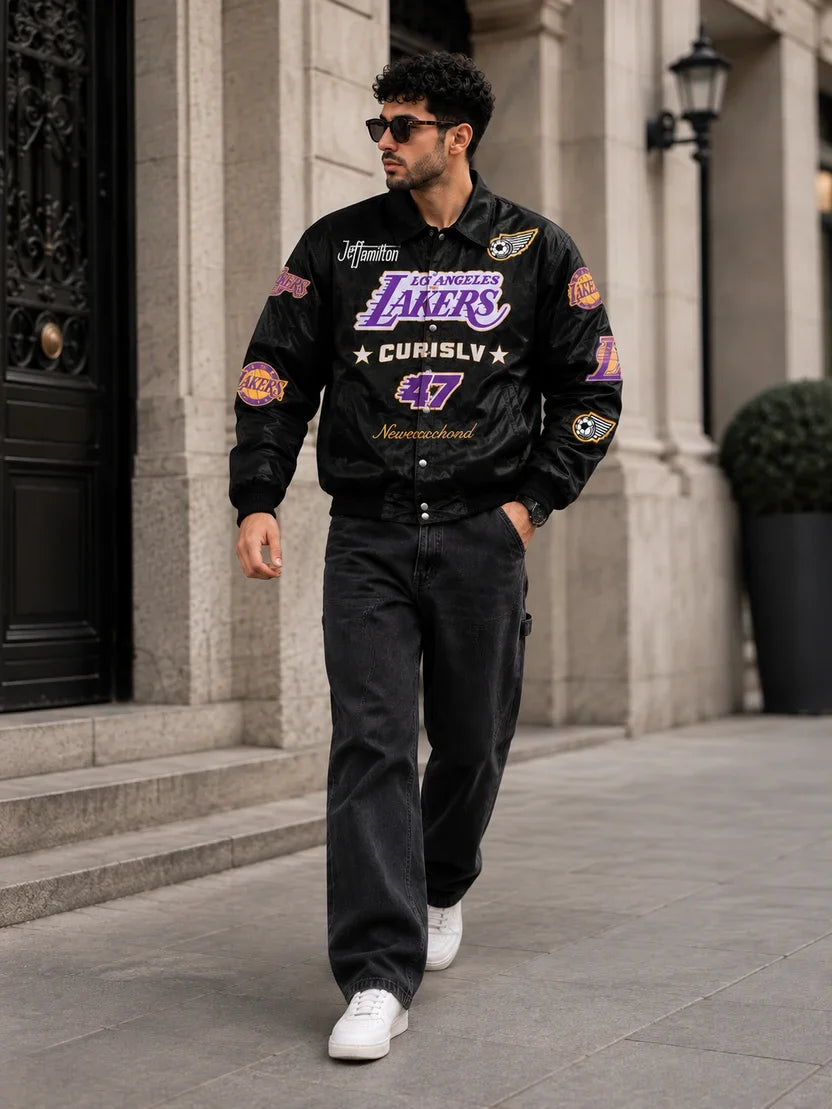 (CJ-23) Los Angeles Lakers Premium Embroidered Bomber Jacket