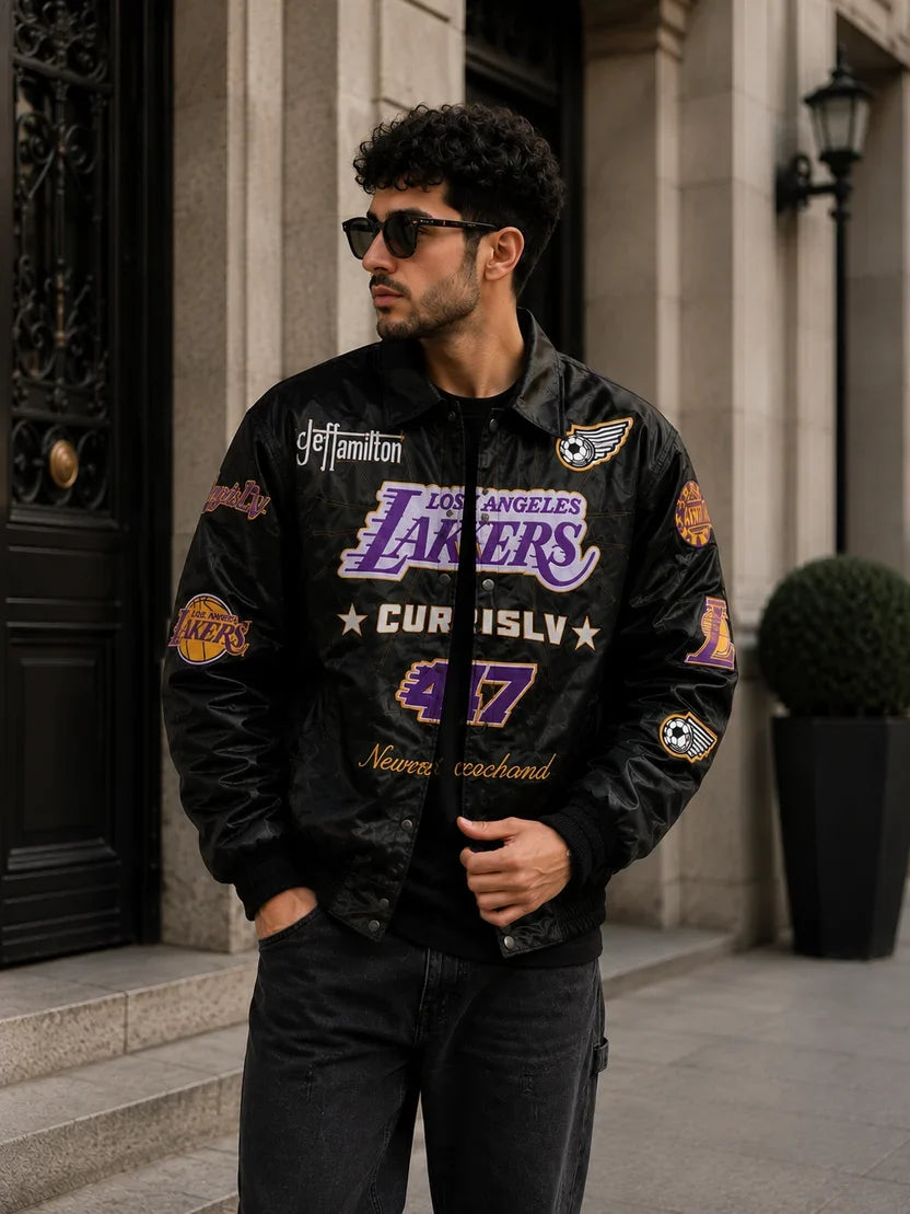 (CJ-23) Los Angeles Lakers Premium Embroidered Bomber Jacket
