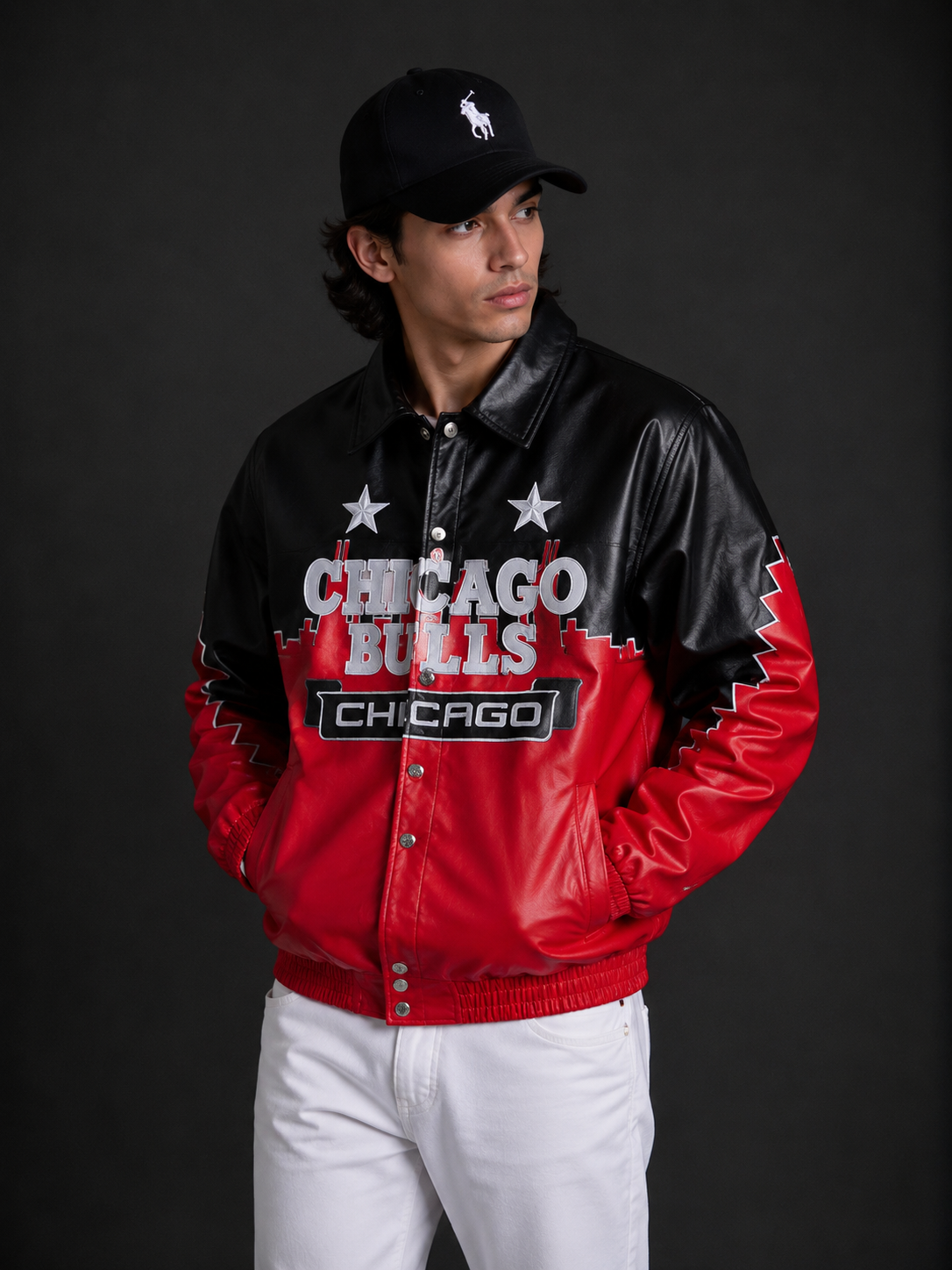 (CJ-8) Premium Black & Red Varsity Leather Jacket – Men's Streetwear Edition