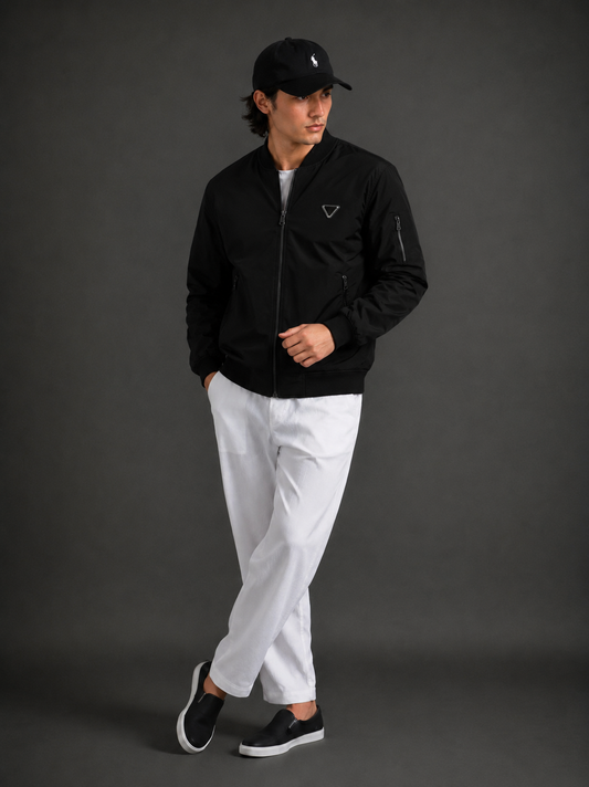(CJ-4) Premium Navy Blue Bomber Jacket | Lightweight Zip-Up Casual Jacket