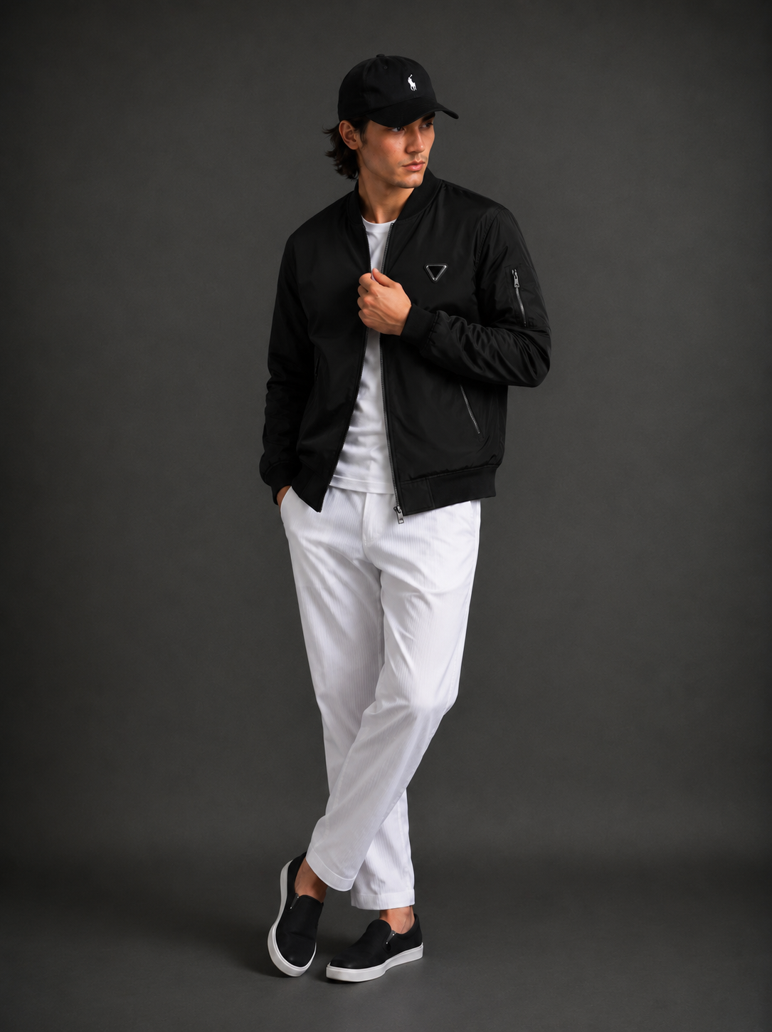 (CJ-4) Premium Navy Blue Bomber Jacket | Lightweight Zip-Up Casual Jacket