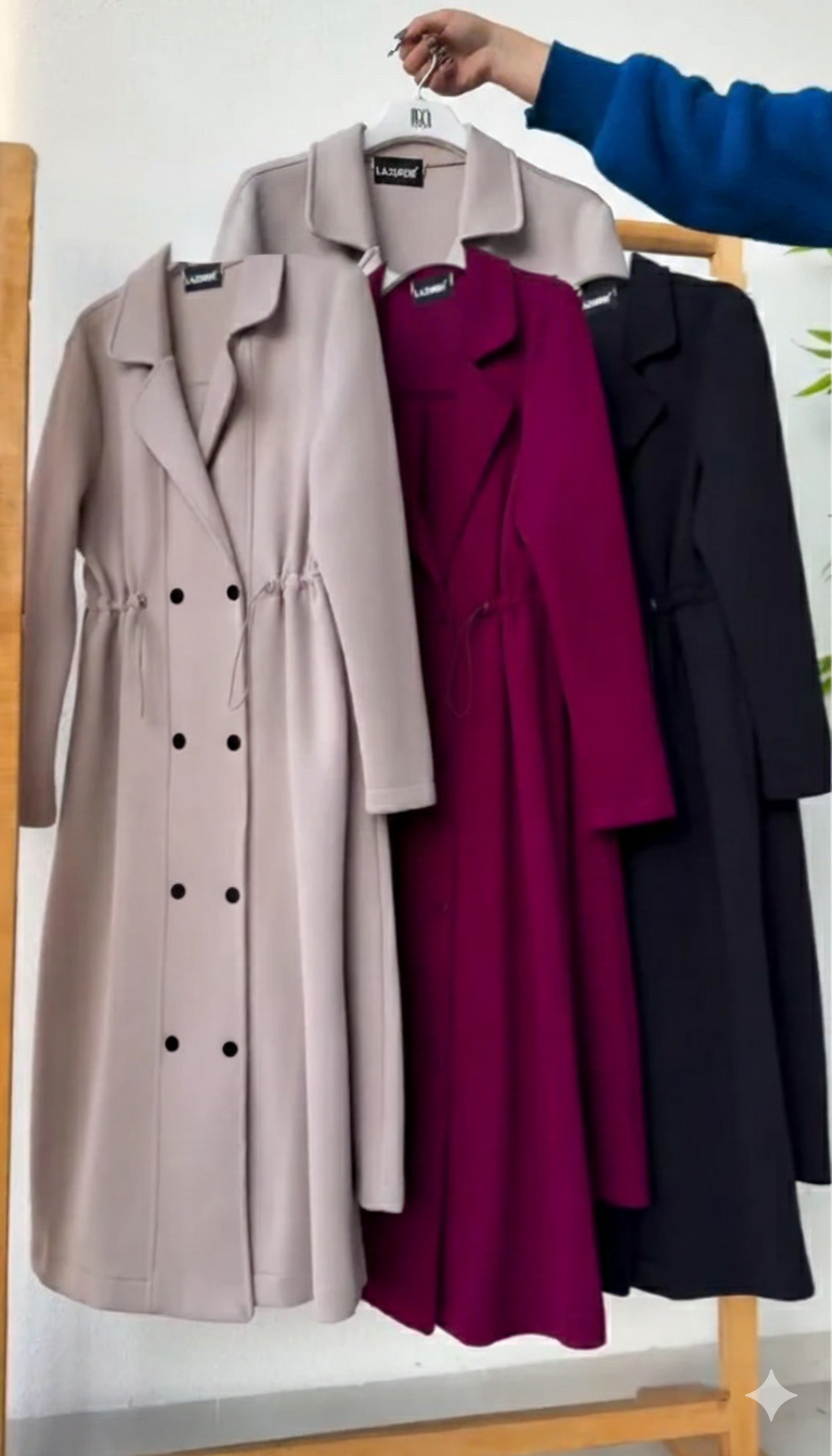 CH 622 - Women’s Elegant Drawstring Long Coat Dress – Winter Wear |