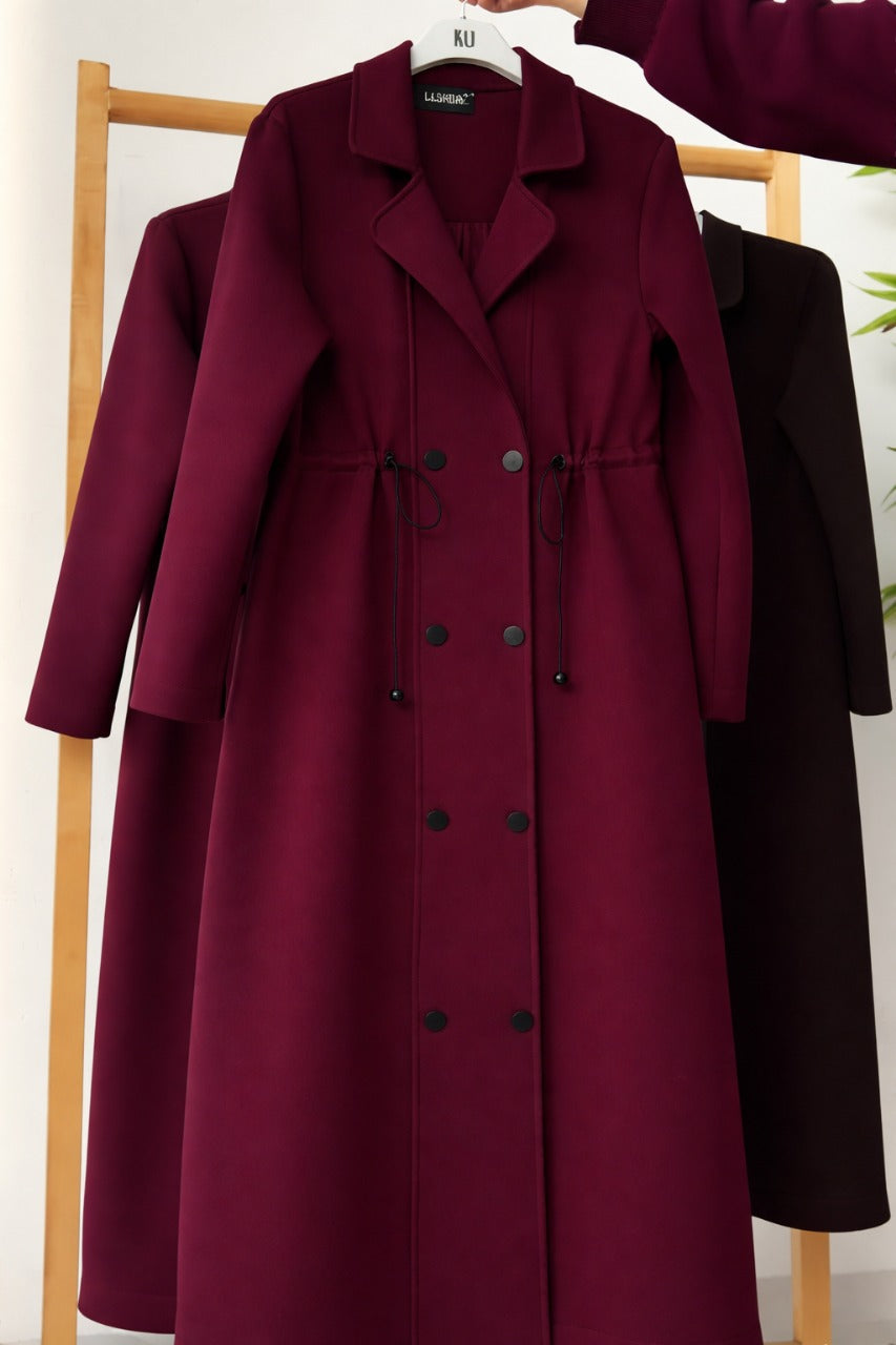 CH 622 - Women’s Elegant Drawstring Long Coat Dress – Winter Wear |