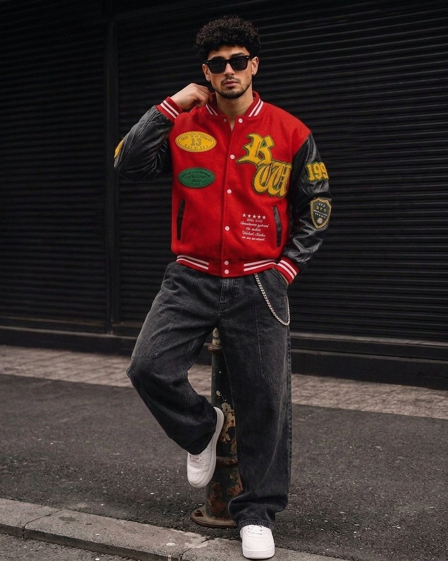 (CJ-27) Men’s Urban Streetwear Varsity Bomber Jacket