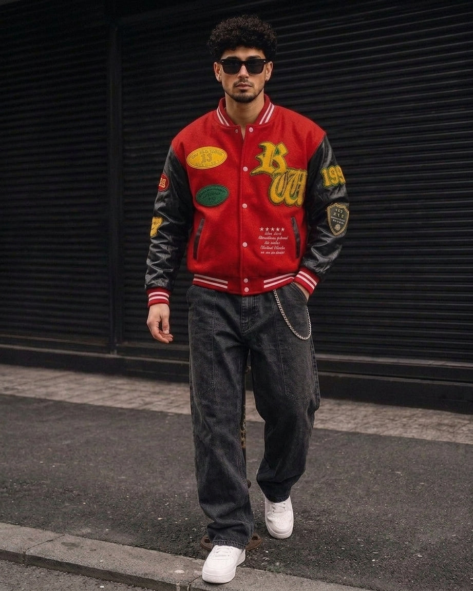 (CJ-27) Men’s Urban Streetwear Varsity Bomber Jacket