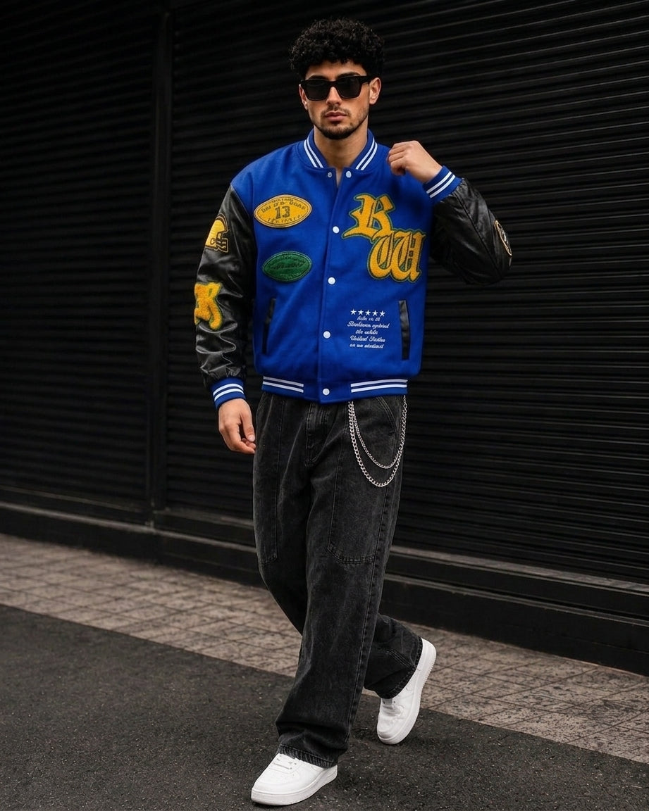 (CJ-27) Men’s Urban Streetwear Varsity Bomber Jacket