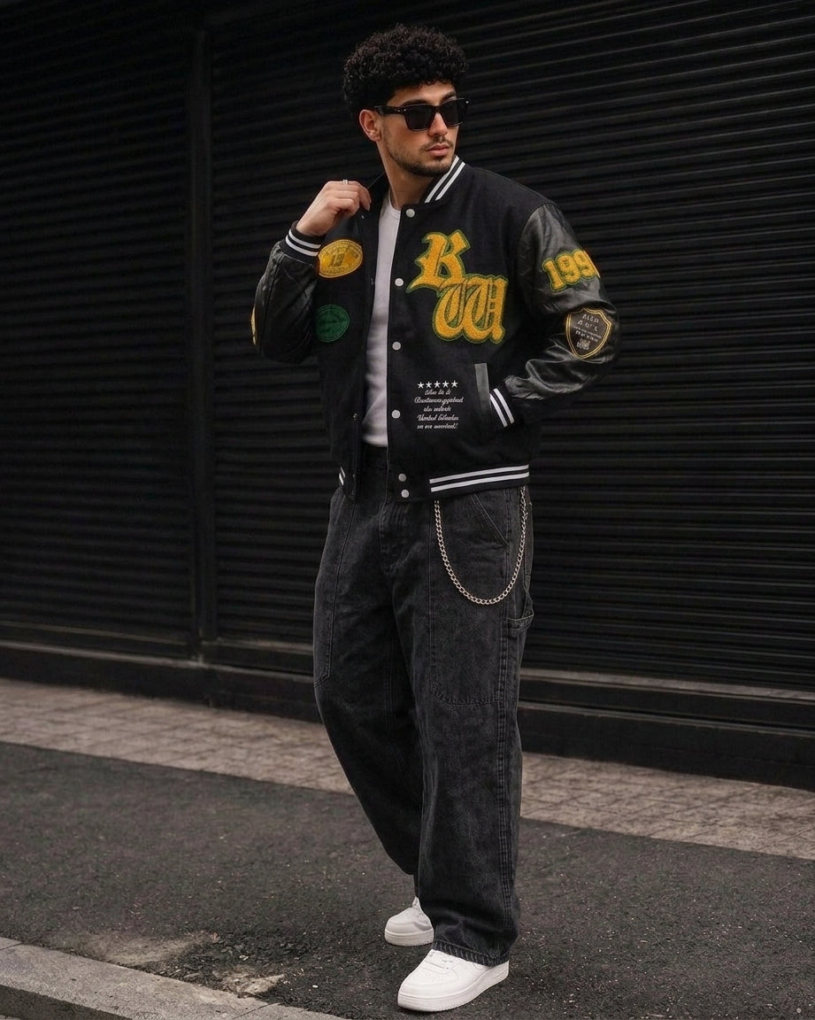 (CJ-27) Men’s Urban Streetwear Varsity Bomber Jacket