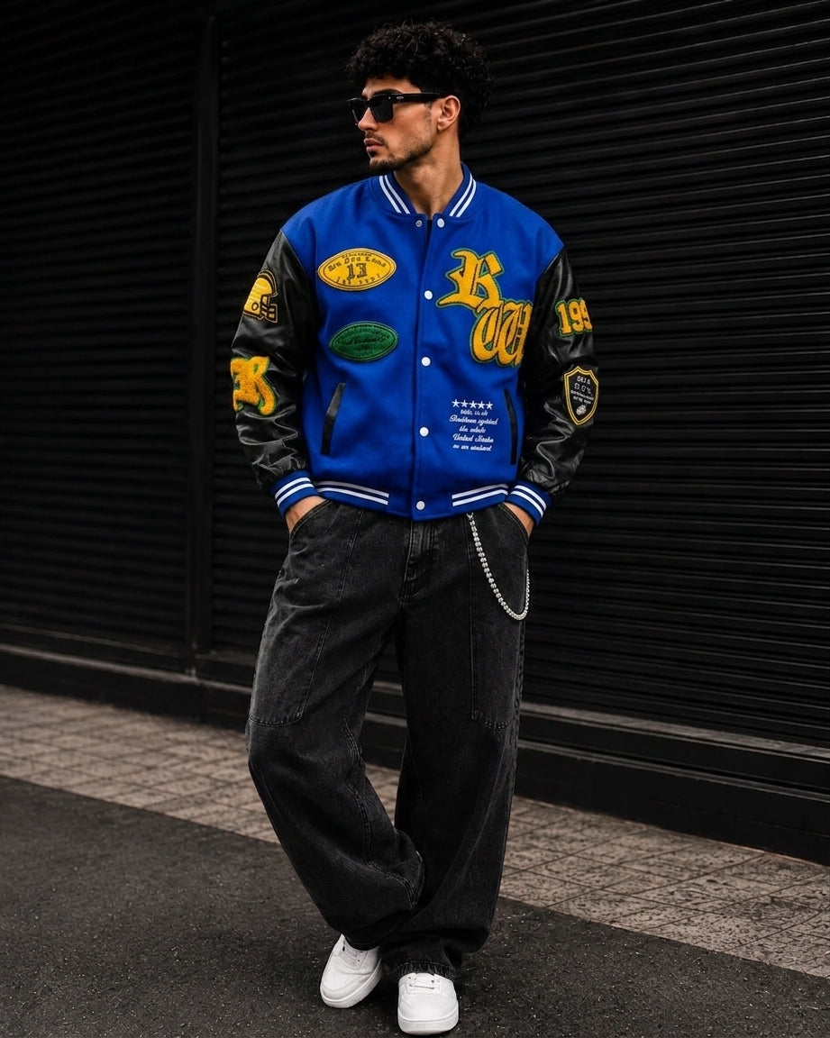 (CJ-27) Men’s Urban Streetwear Varsity Bomber Jacket