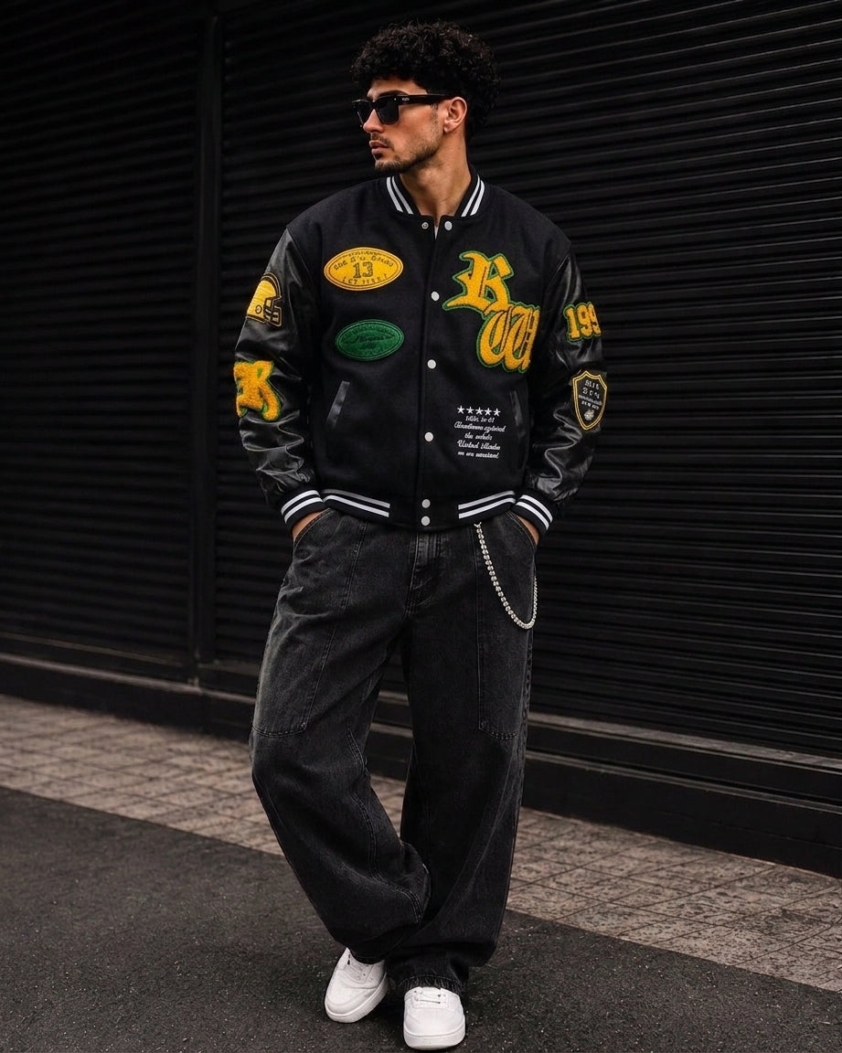 (CJ-27) Men’s Urban Streetwear Varsity Bomber Jacket