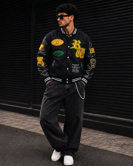 (CJ-27) Men’s Urban Streetwear Varsity Bomber Jacket