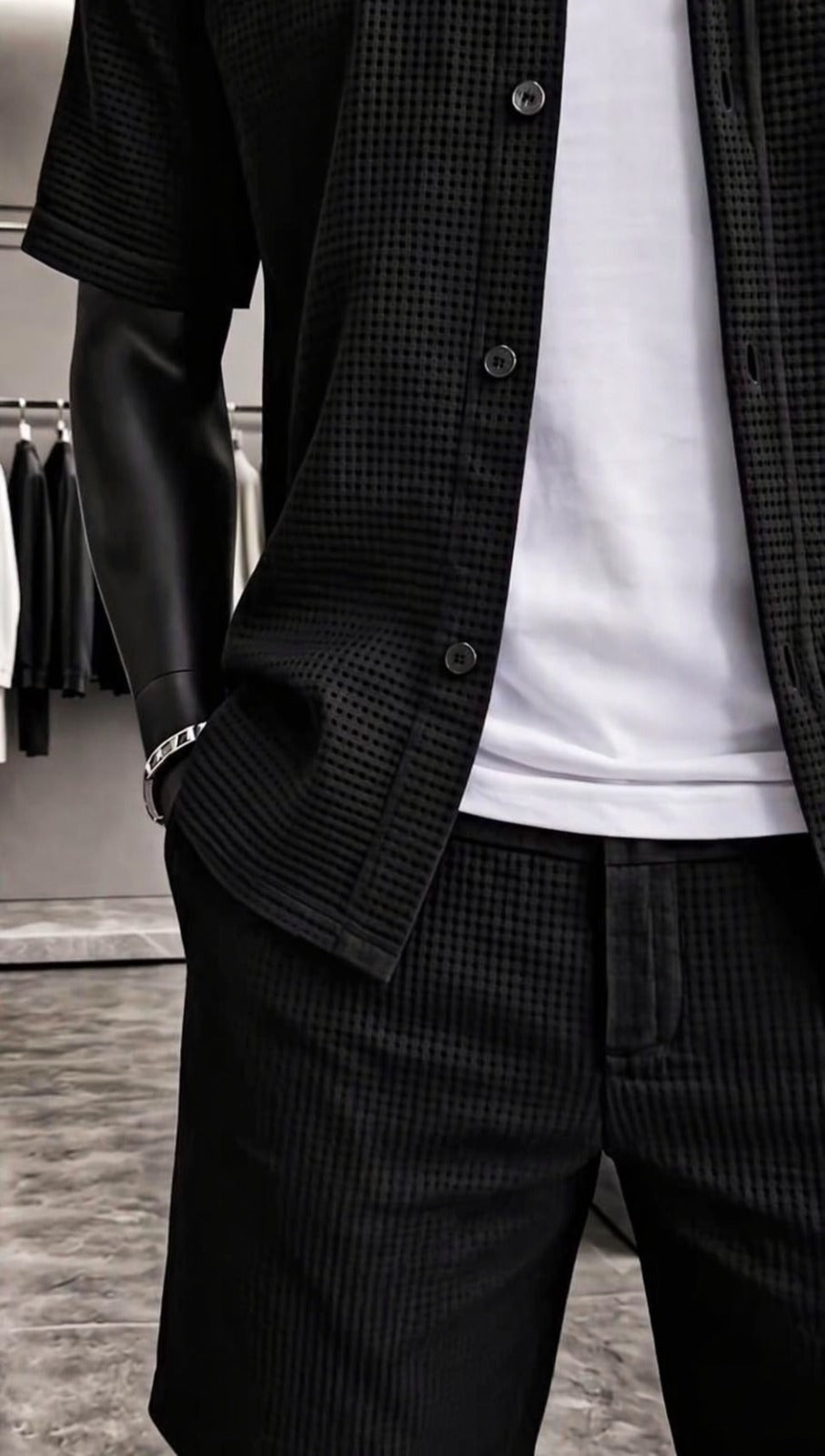 LI-88 MEN’S ÉLITE GRID TEXTURE SET – MODERN SUMMER CO-ORD
