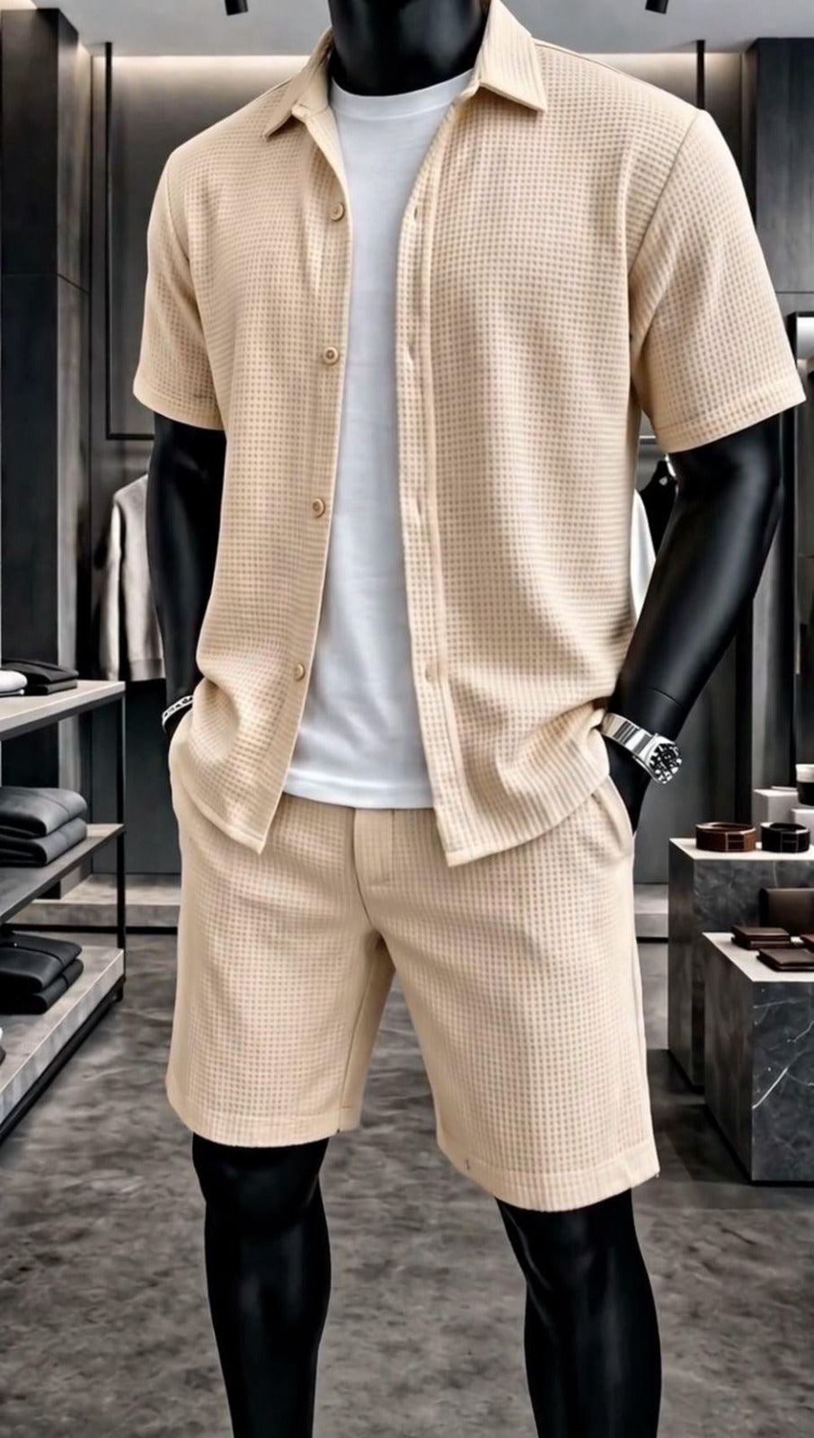 LI-88 MEN’S ÉLITE GRID TEXTURE SET – MODERN SUMMER CO-ORD