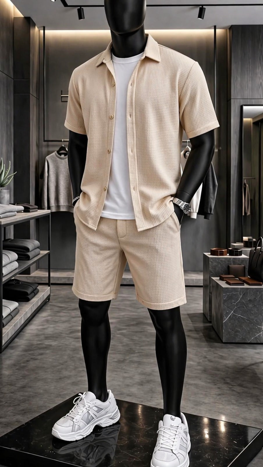 LI-88 MEN’S ÉLITE GRID TEXTURE SET – MODERN SUMMER CO-ORD