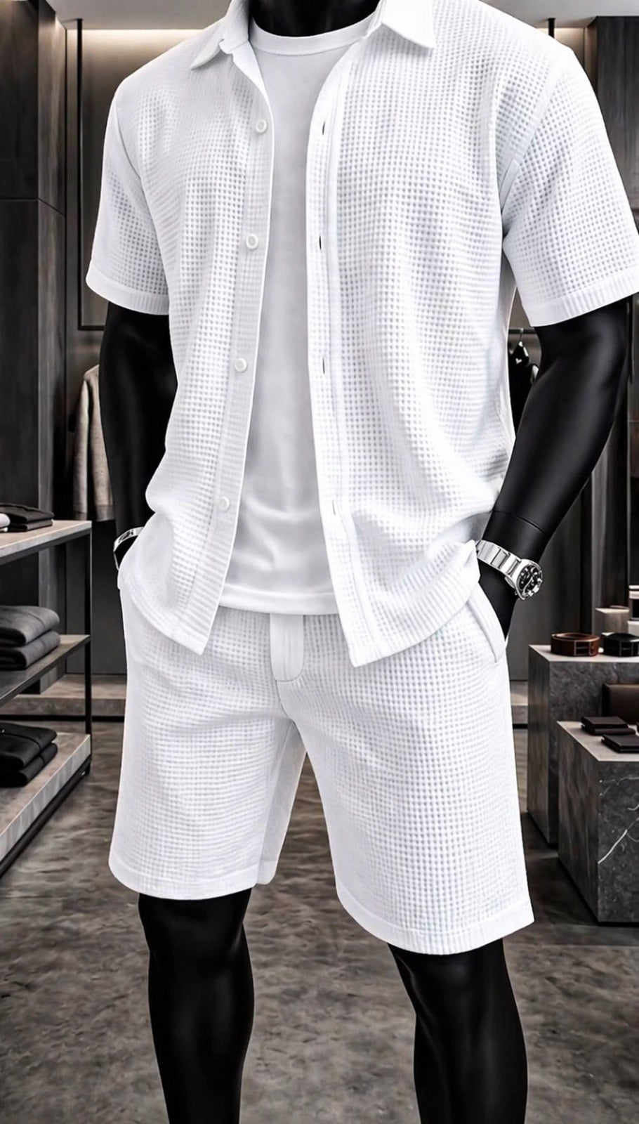 LI-88 MEN’S ÉLITE GRID TEXTURE SET – MODERN SUMMER CO-ORD