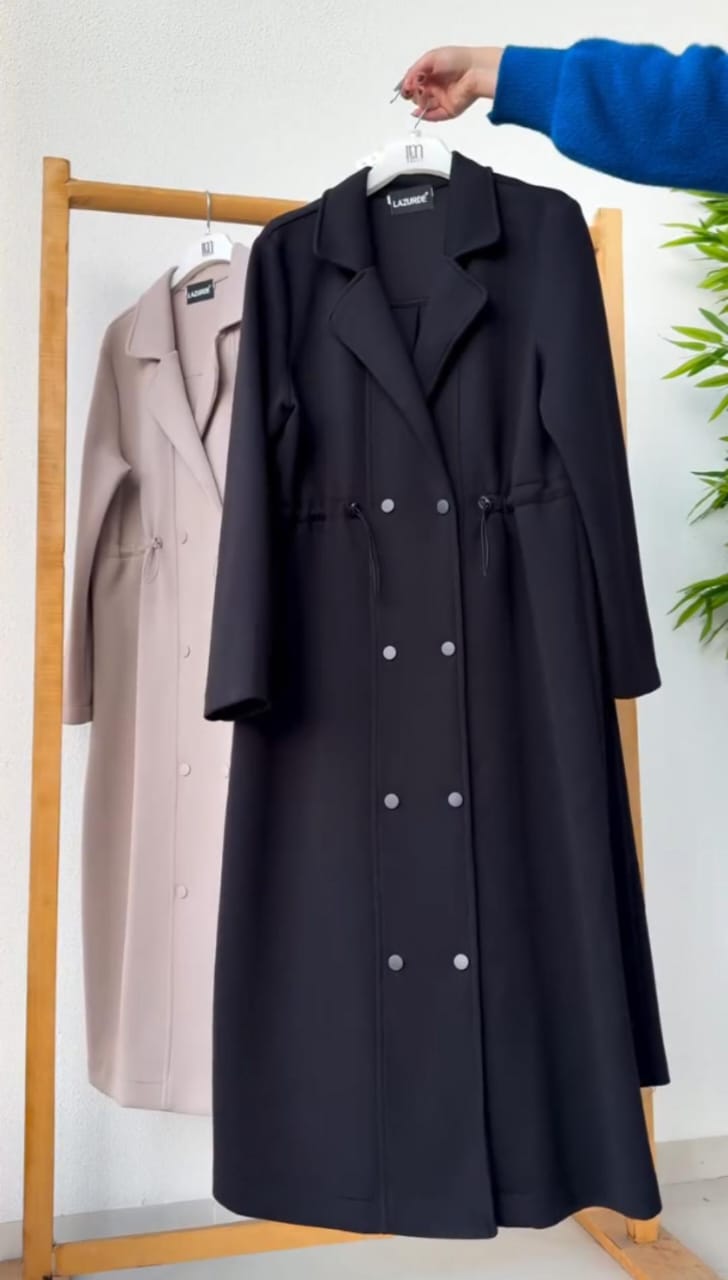 CH 622 - Women’s Elegant Drawstring Long Coat Dress – Winter Wear |