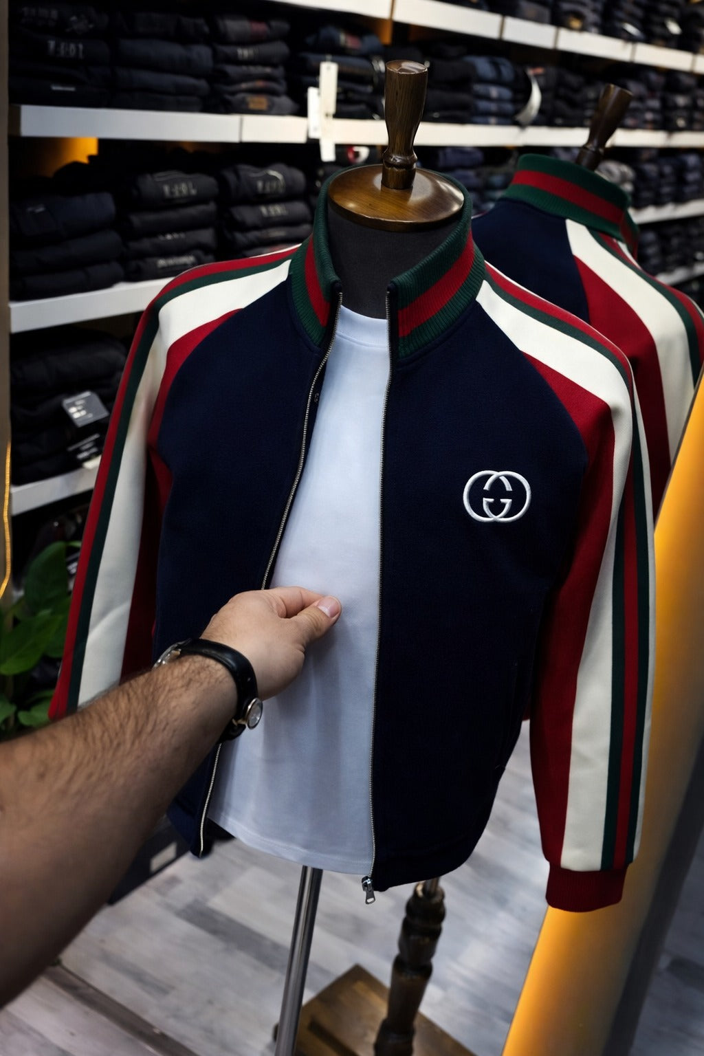 Men’s Full-Zip Stripe Detail Jacket – Premium Casual Wear- (C-8)