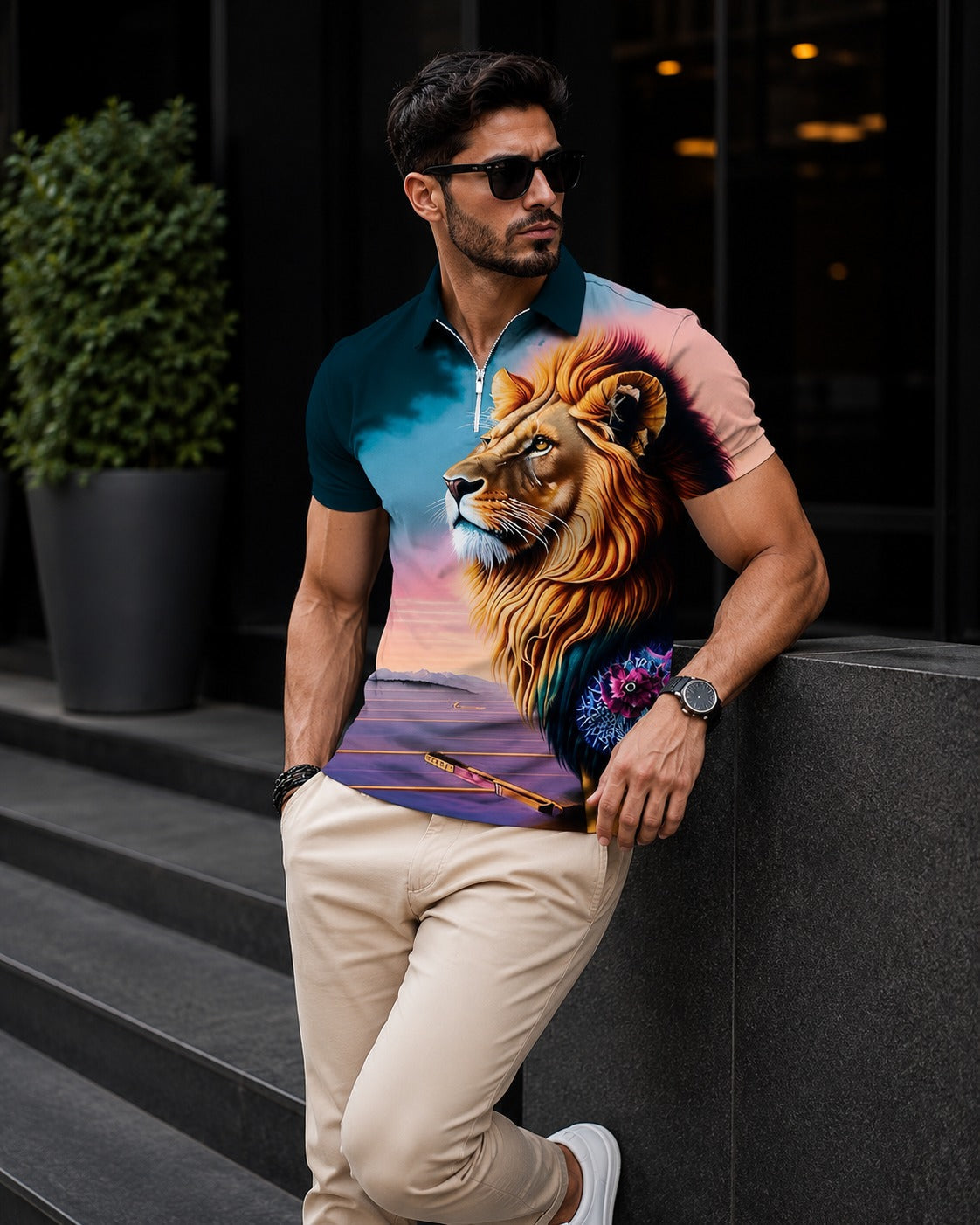 Luxury 3D Animal Print Men's Polo Shirt | Premium Casual Fashion Tee - (D-4)