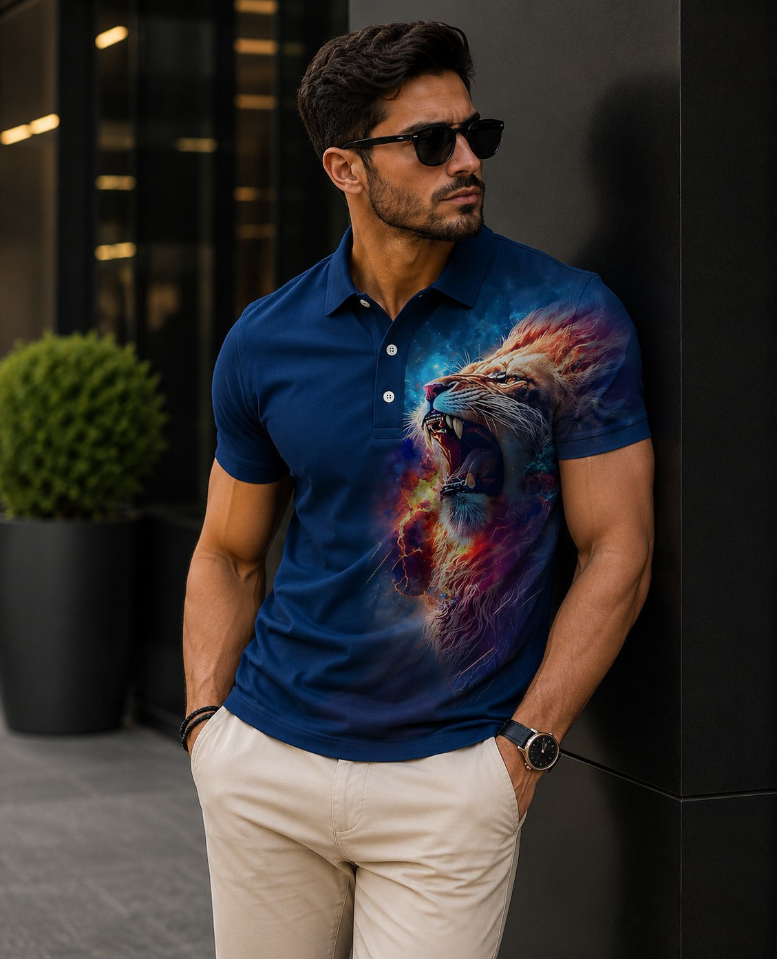 Luxury 3D Animal Print Men's Polo Shirt | Premium Casual Fashion Tee - (D-4)
