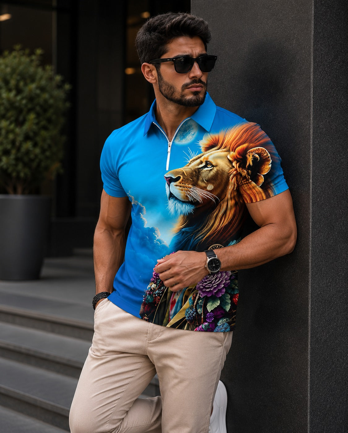 Luxury 3D Animal Print Men's Polo Shirt | Premium Casual Fashion Tee - (D-4)