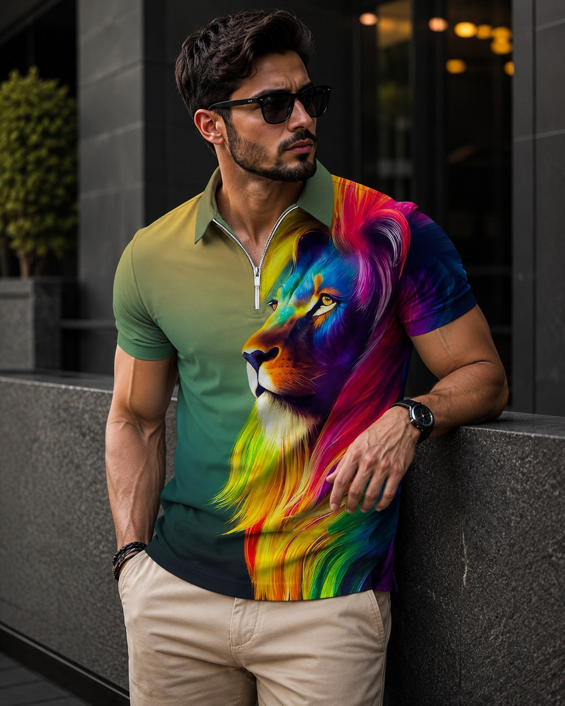 Luxury 3D Animal Print Men's Polo Shirt | Premium Casual Fashion Tee - (D-4)