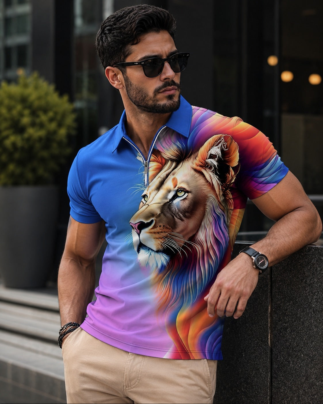 Luxury 3D Animal Print Men's Polo Shirt | Premium Casual Fashion Tee - (D-4)