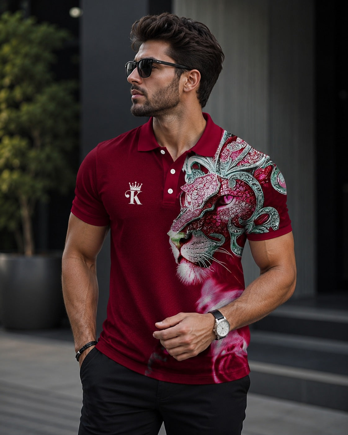 Luxury 3D Animal Print Men's Polo Shirt | Premium Casual Fashion Tee - (D-4)