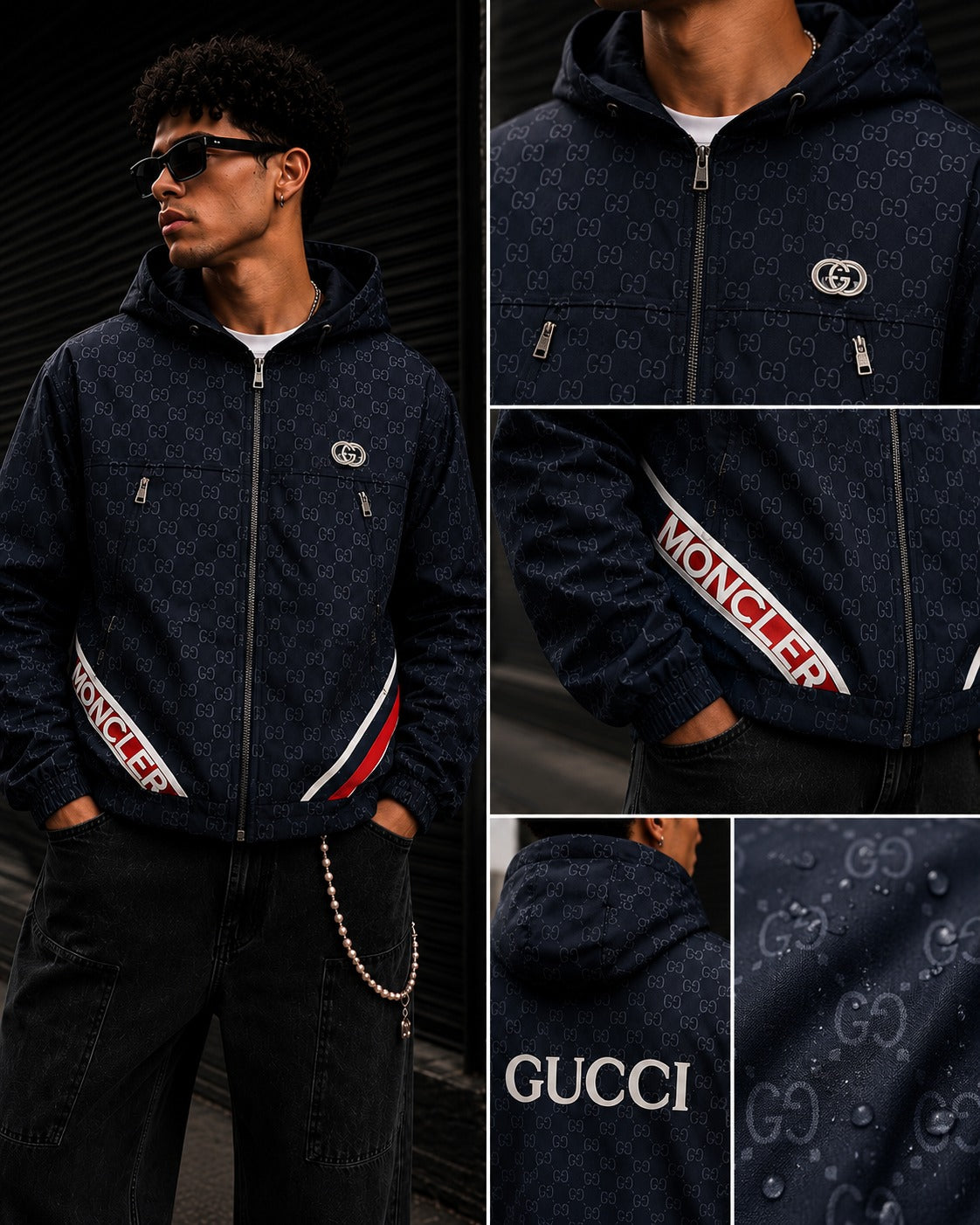 (CJ-13) Premium Monogram Hooded Jacket –