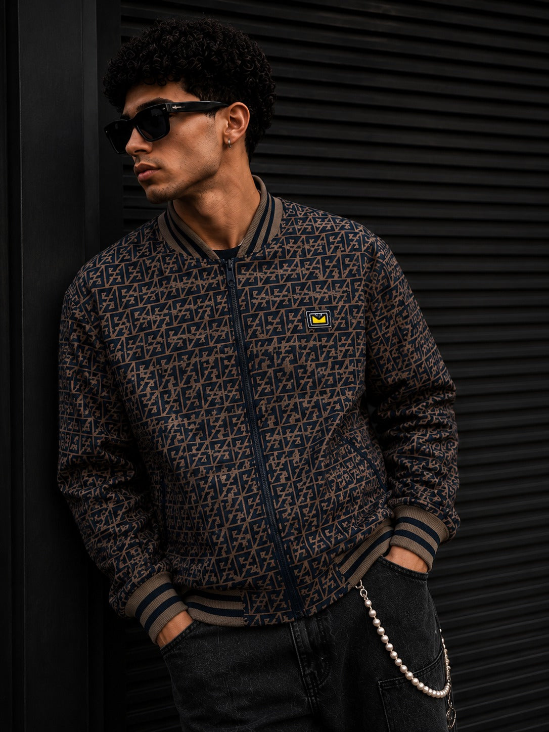 (CJ-15) Premium Monogram Varsity Bomber Jacket