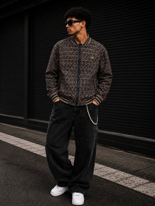 (CJ-15) Premium Monogram Varsity Bomber Jacket