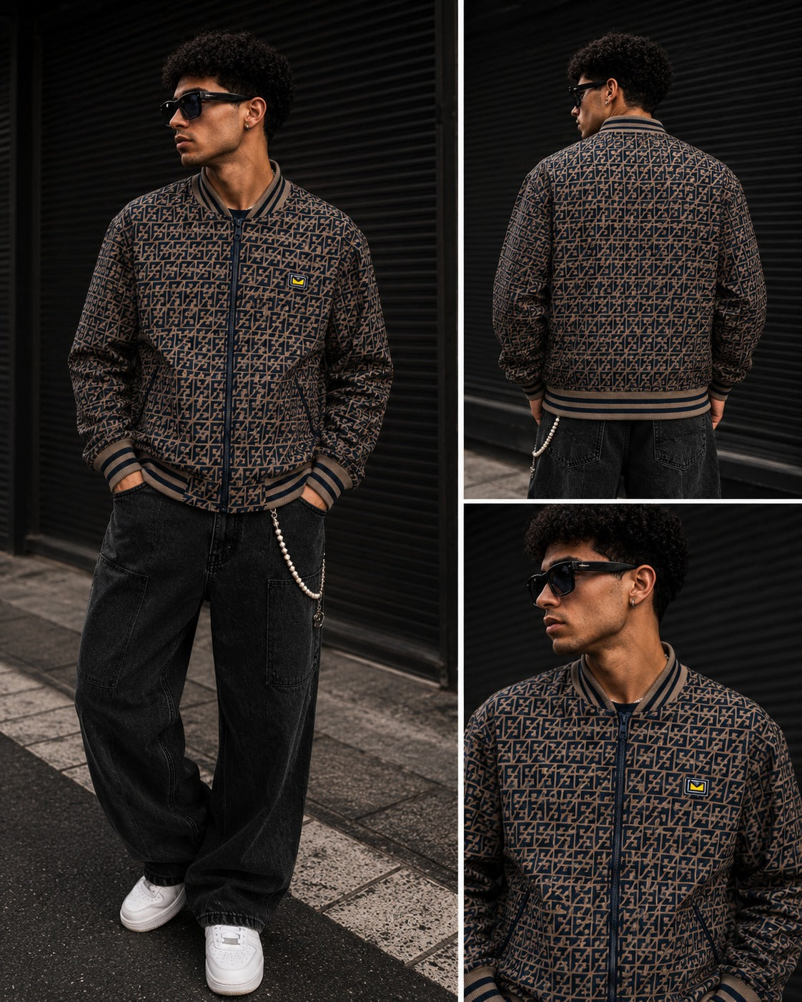 (CJ-15) Premium Monogram Varsity Bomber Jacket